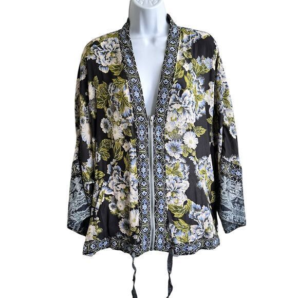 Free People Wildflower Cinched Zip Oversized Light Jacket‎ Kimono XS / S - Picture 2 of 10